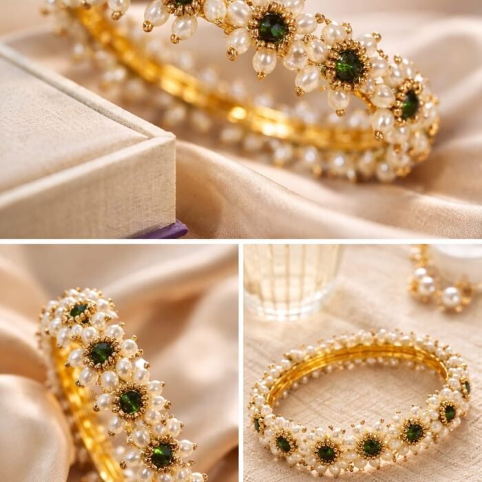 Emerald Blossom Pearl Bangle